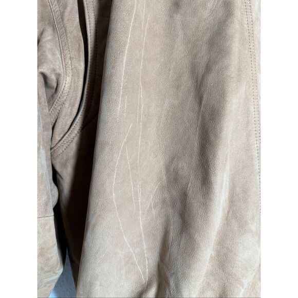 Rare Vintage Green Fields Men’s Leather Bomber Jacket Size L Lined Tan Brown - Picture 4 of 14
